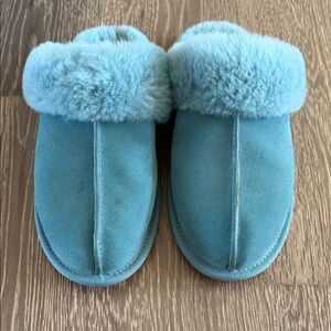 UGG Blue Fuzzy Slippers